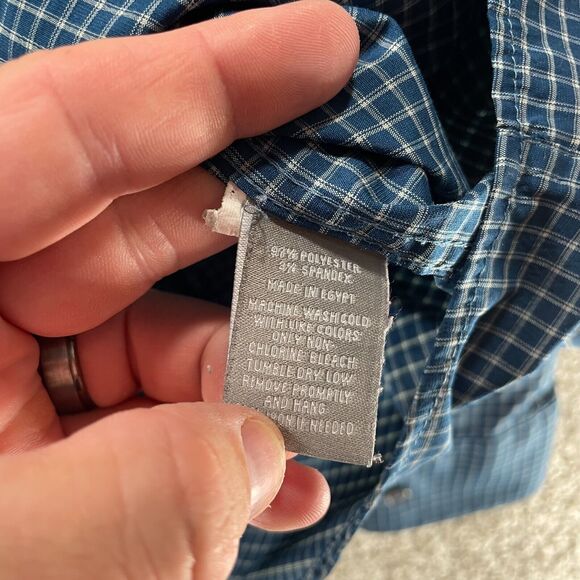 Cole Hann Shirt Mens Large Blue Check Long Sleeve Button Up Grand Series Adult - Picture 7 of 11